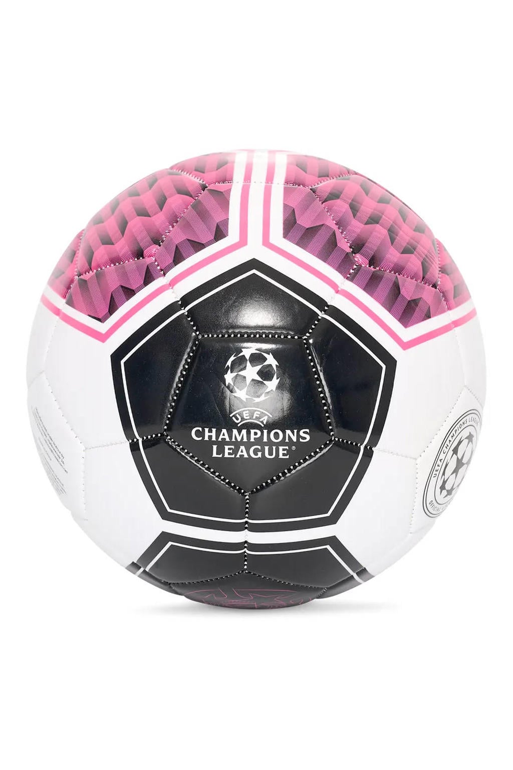Official Fanwear Champions League Shadow Voetbal Wit/Zwart/Roze maat 5