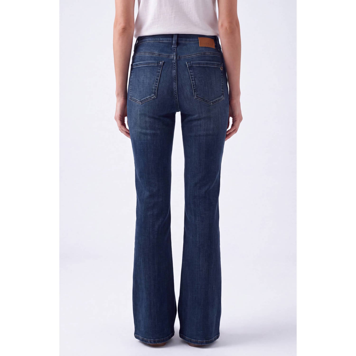 Florez high waist flared jeans donkerblauw