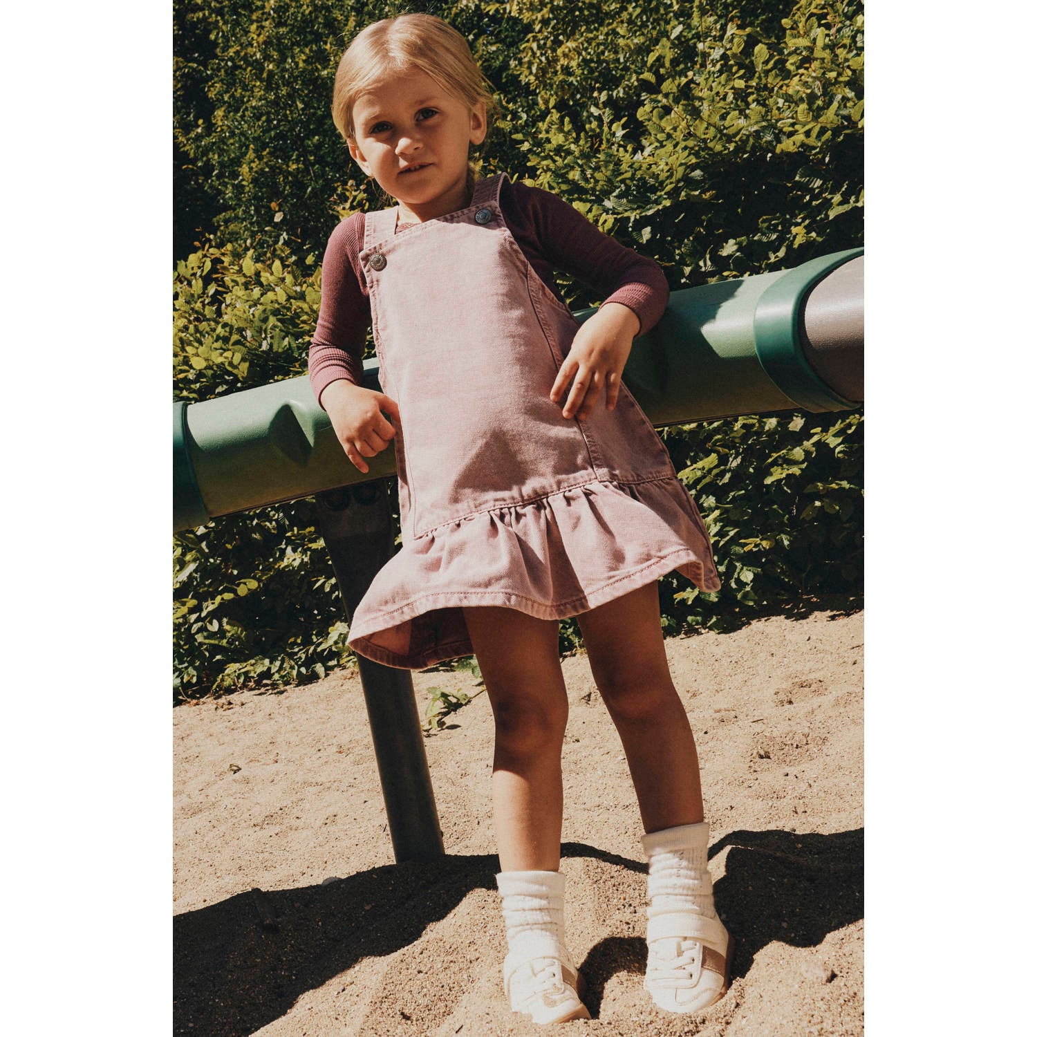 NAME IT MINI spijkerjurk met plooien roze