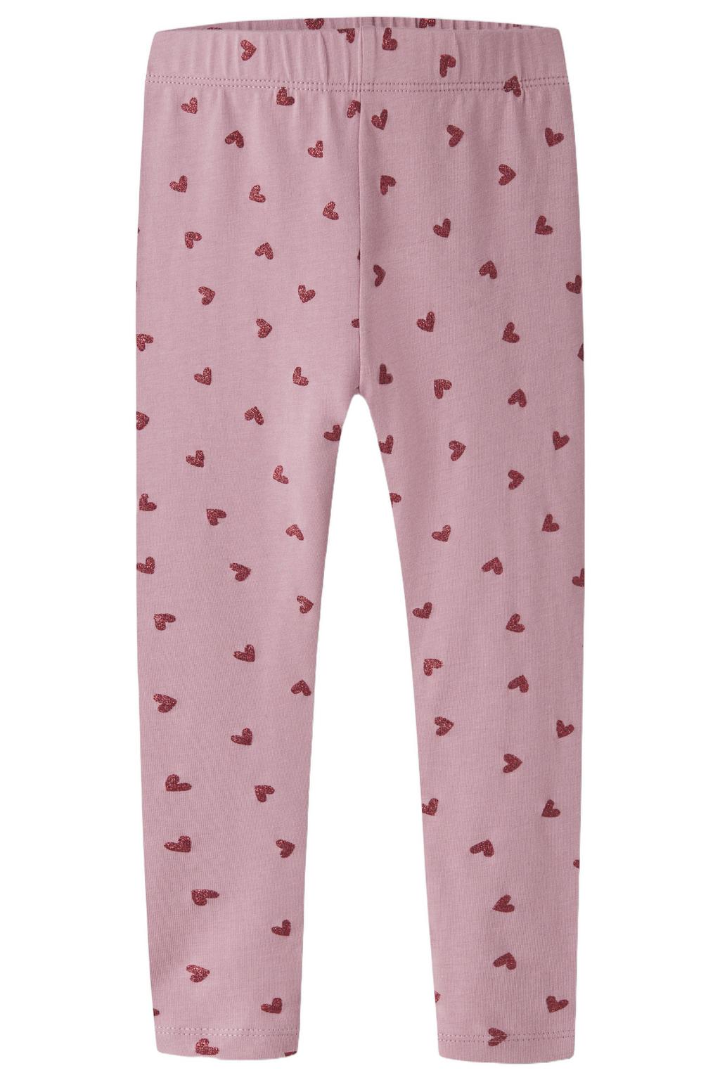 Roze meisjes NAME IT MINI regular fit legging van katoen met elastische tailleband