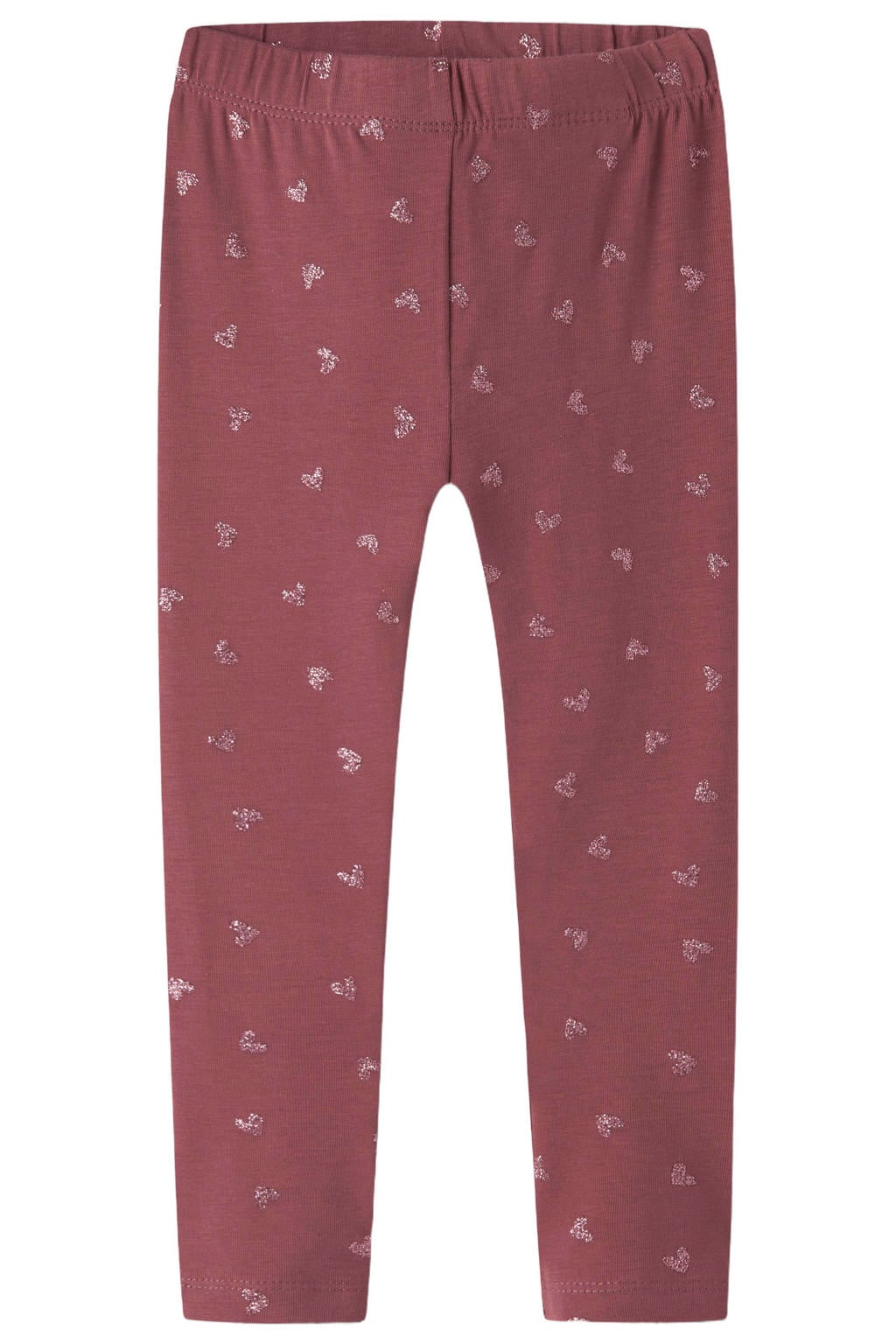 Roodbruine meisjes NAME IT MINI regular fit legging bruin van katoen met elastische tailleband