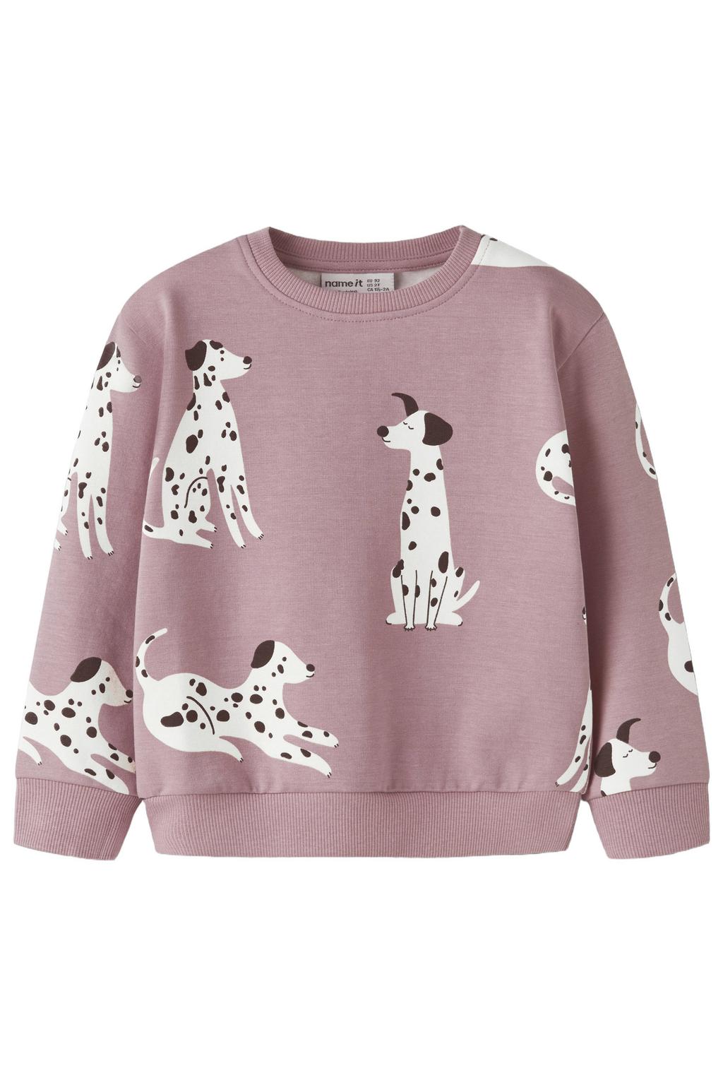 Roze meisjes NAME IT MINI sweater met lange mouwen, ronde hals en geribde boorden