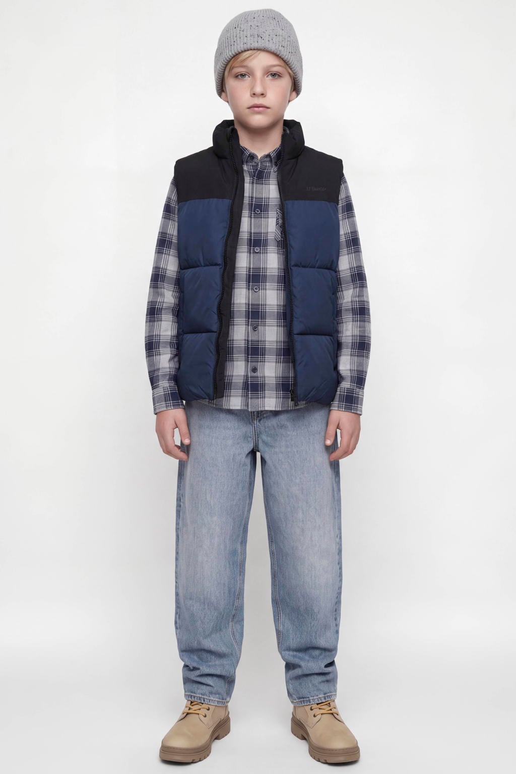 JACK & JONES JUNIOR bodywarmer - donkerblauw/zwart