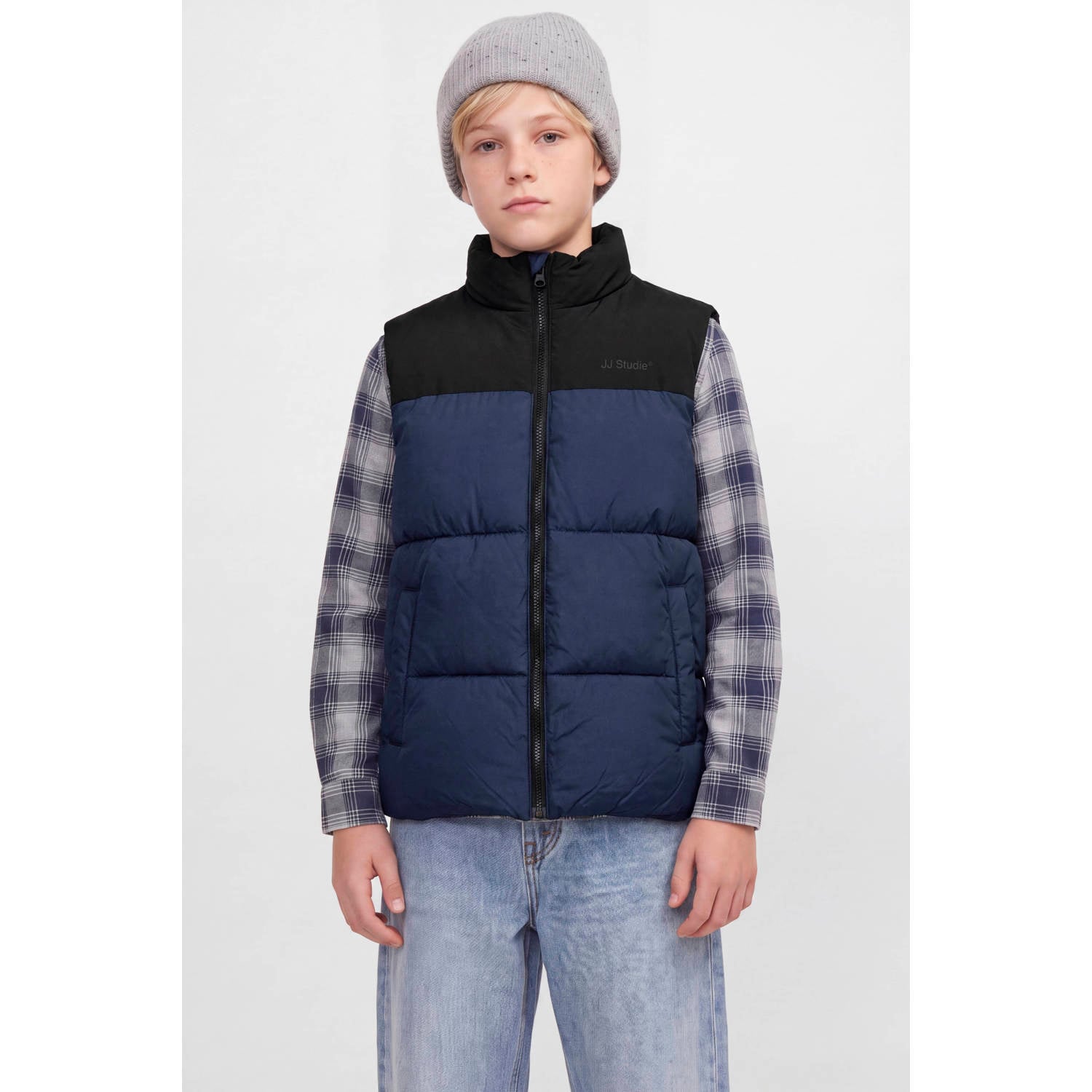 JACK & JONES JUNIOR bodywarmer donkerblauw zwart