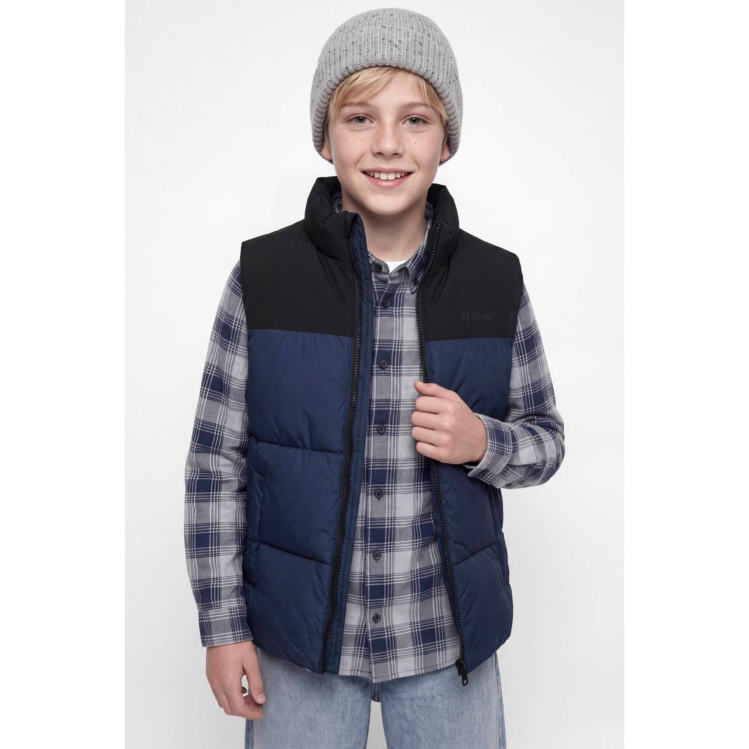 JACK & JONES JUNIOR bodywarmer donkerblauw zwart