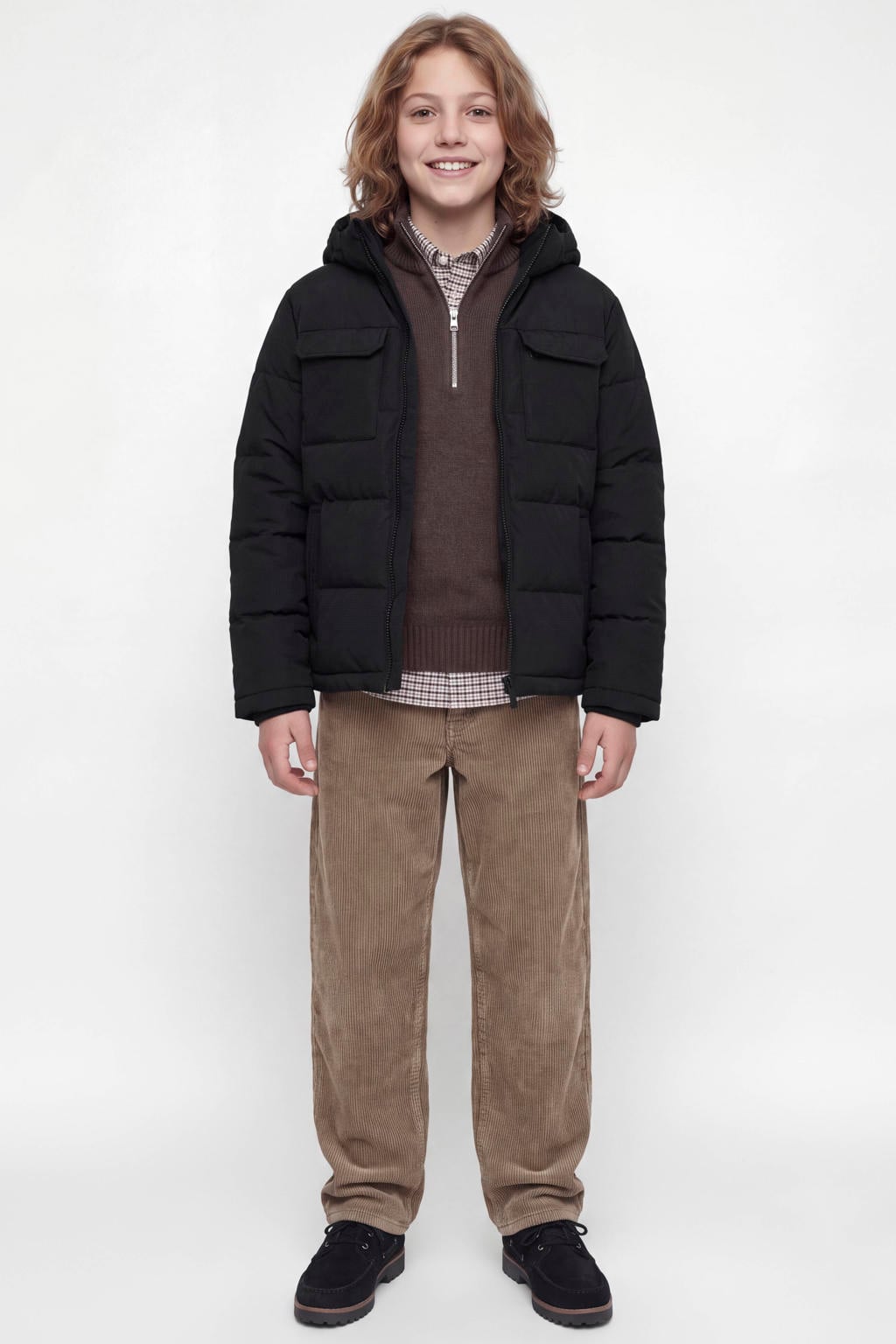 JACK & JONES JUNIOR gewatteerde winterjas - zwart