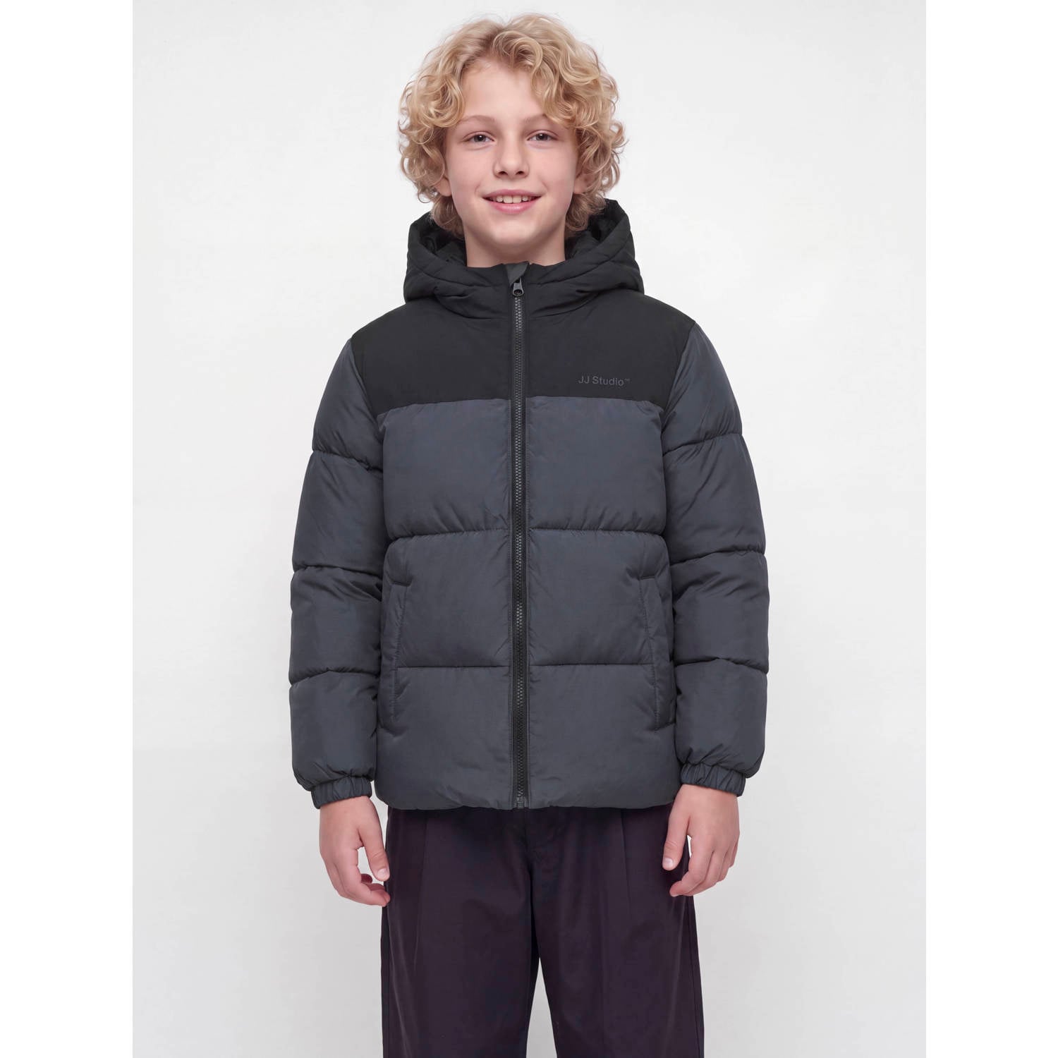 JACK & JONES JUNIOR winter pufferjas antraciet