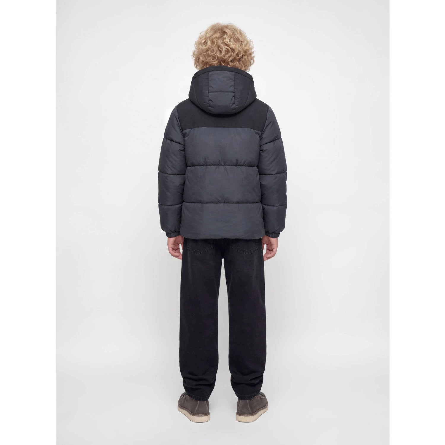 JACK & JONES JUNIOR winter pufferjas antraciet