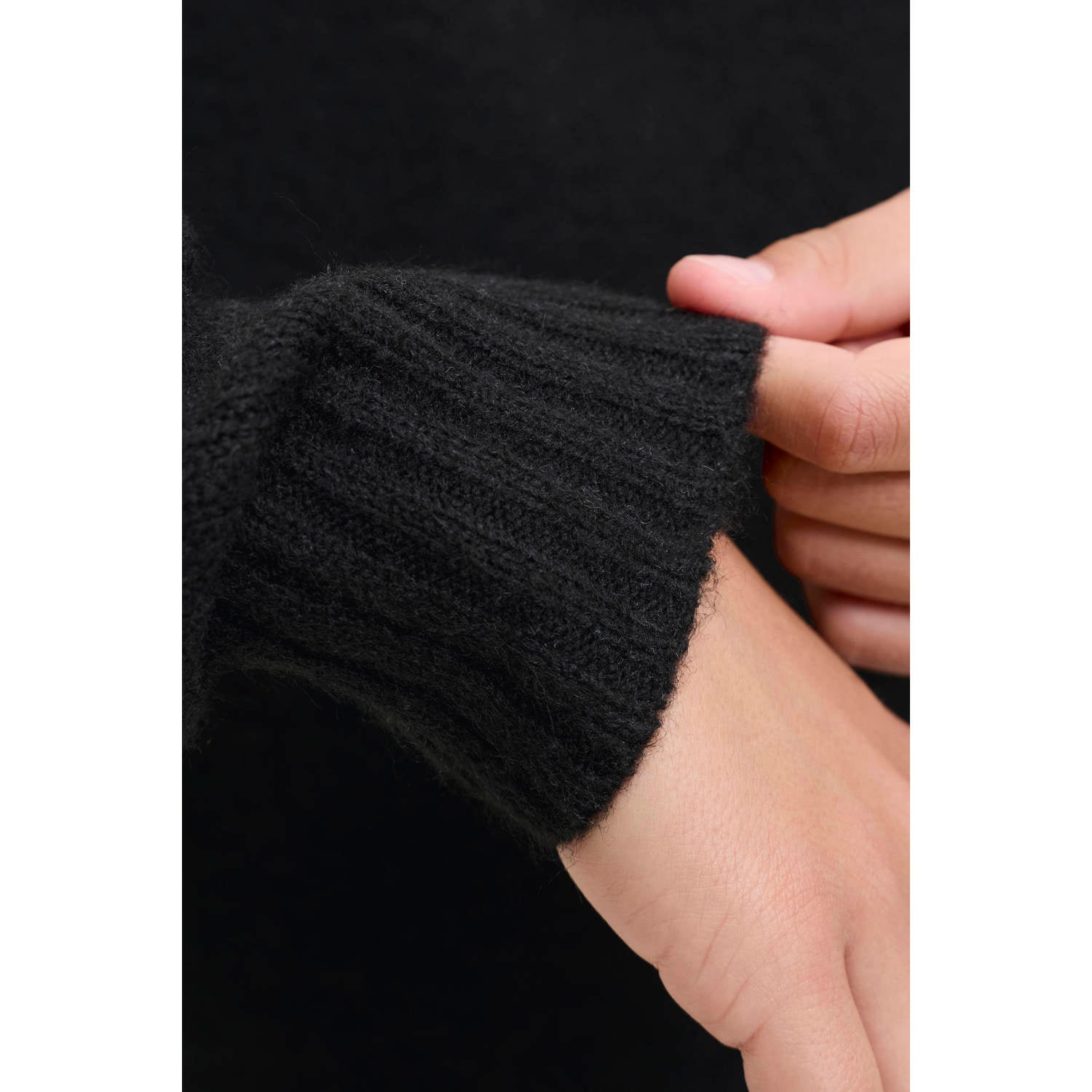 JACK & JONES JUNIOR gebreide trui met wol zwart