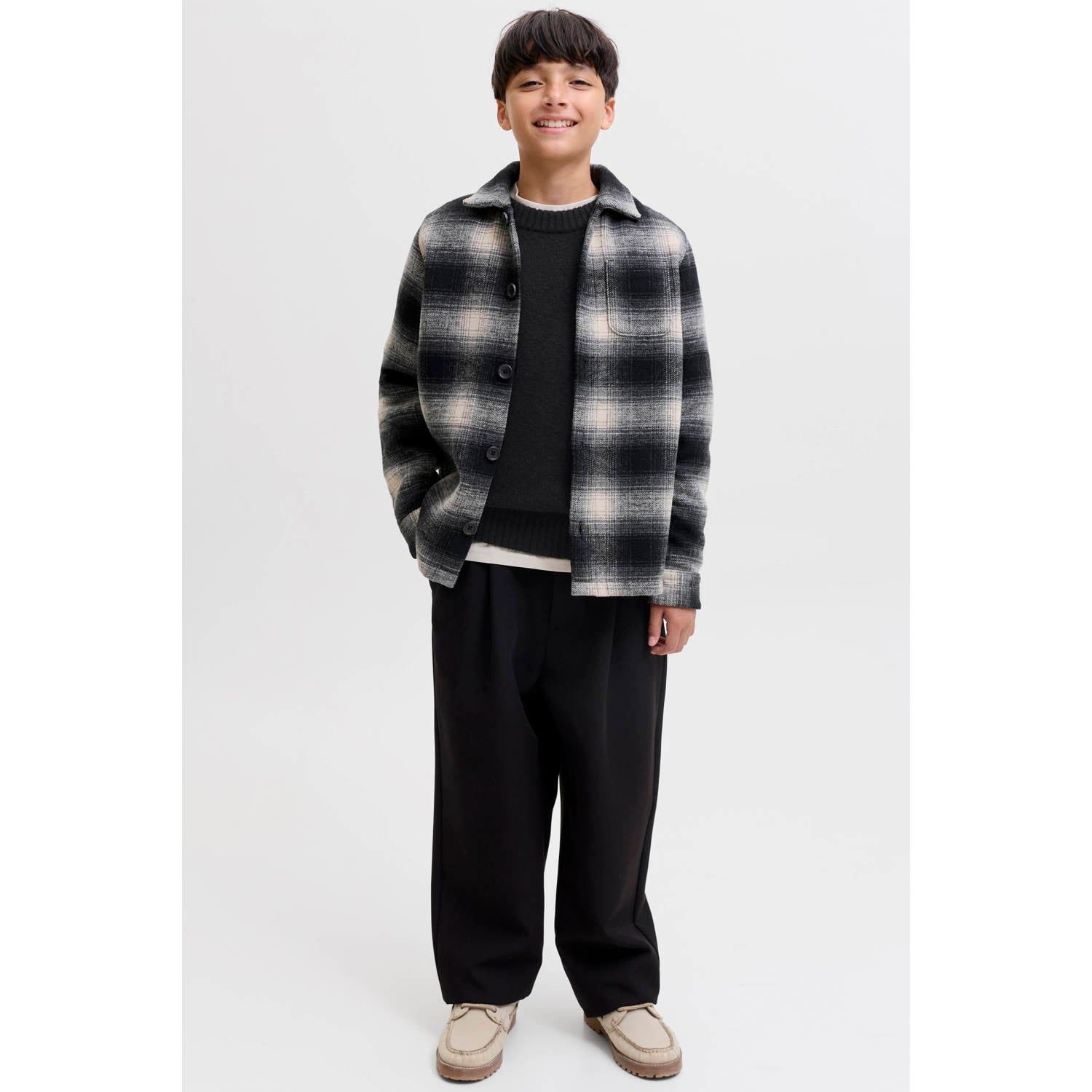 JACK & JONES JUNIOR gebreide trui met wol zwart