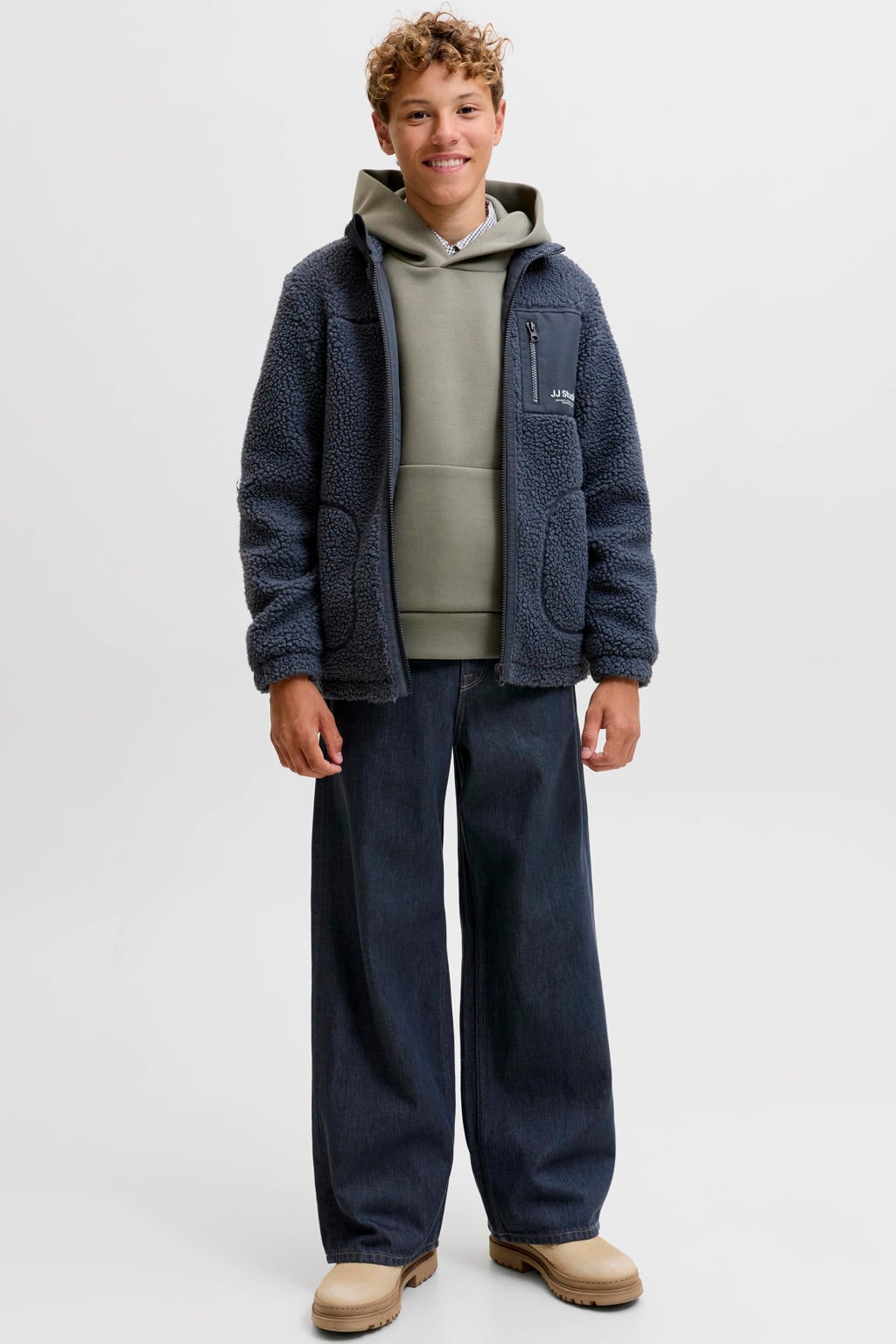 JACK & JONES JUNIOR teddy jas - antraciet