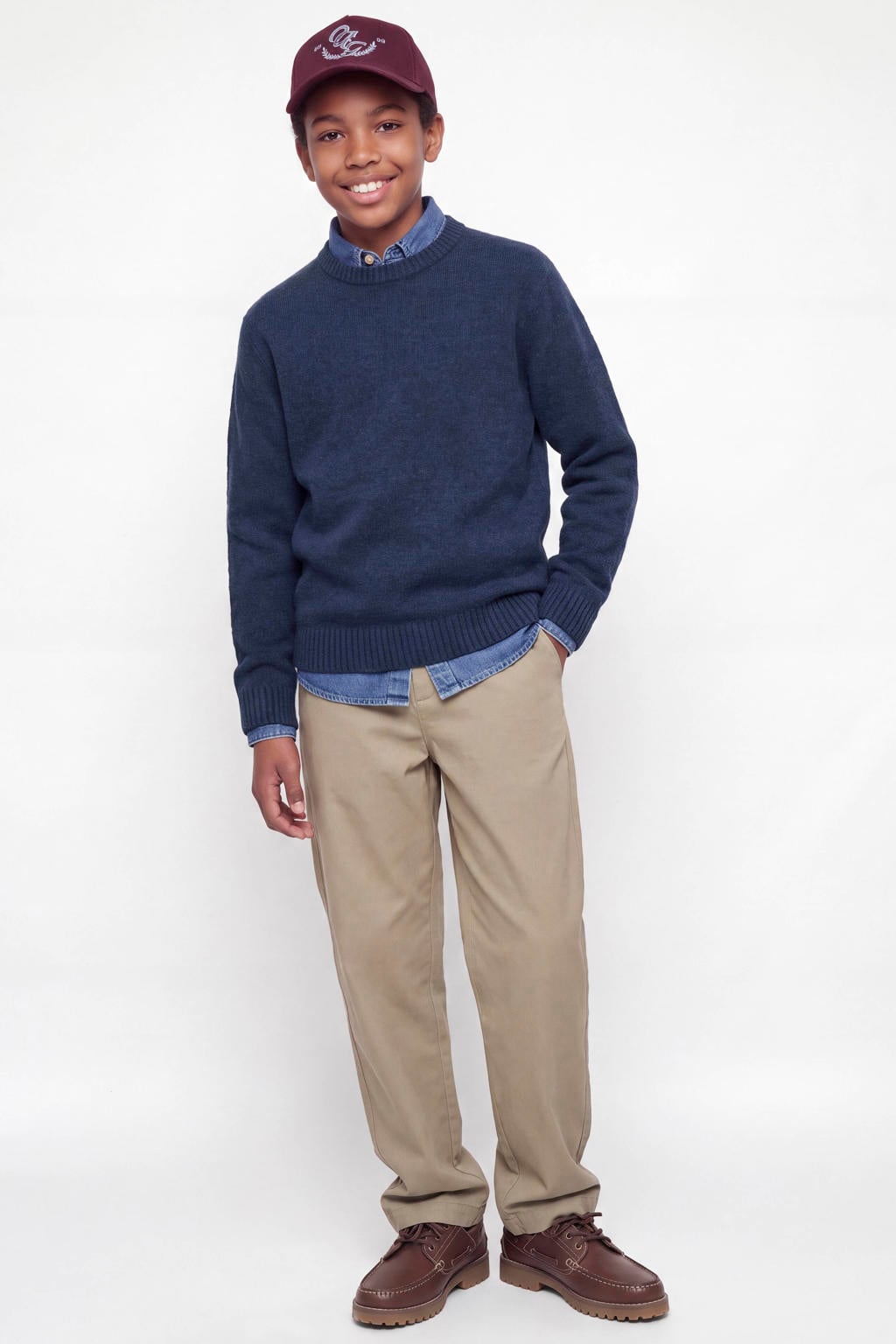 JACK & JONES JUNIOR gebreide trui met wol - donkerblauw