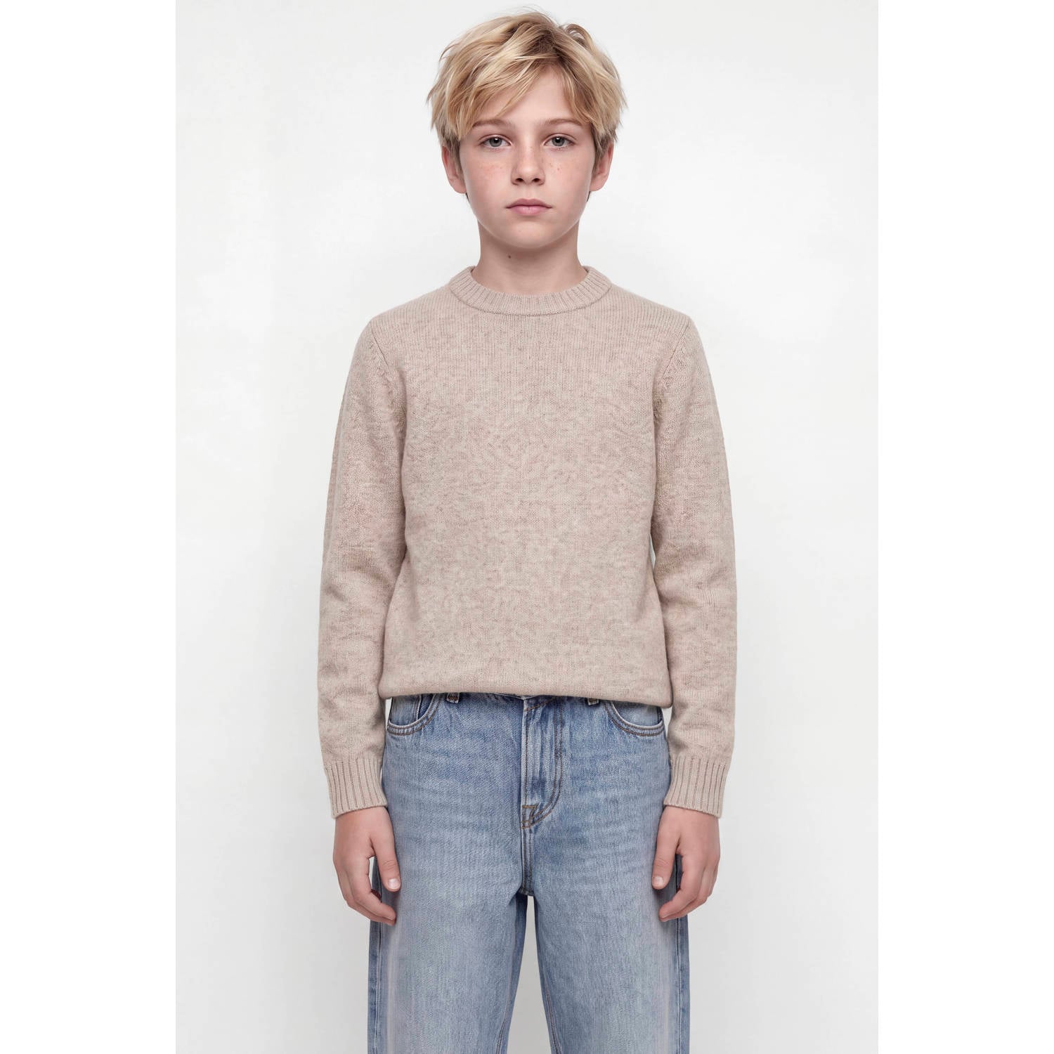 JACK & JONES JUNIOR gebreide trui met wol beige