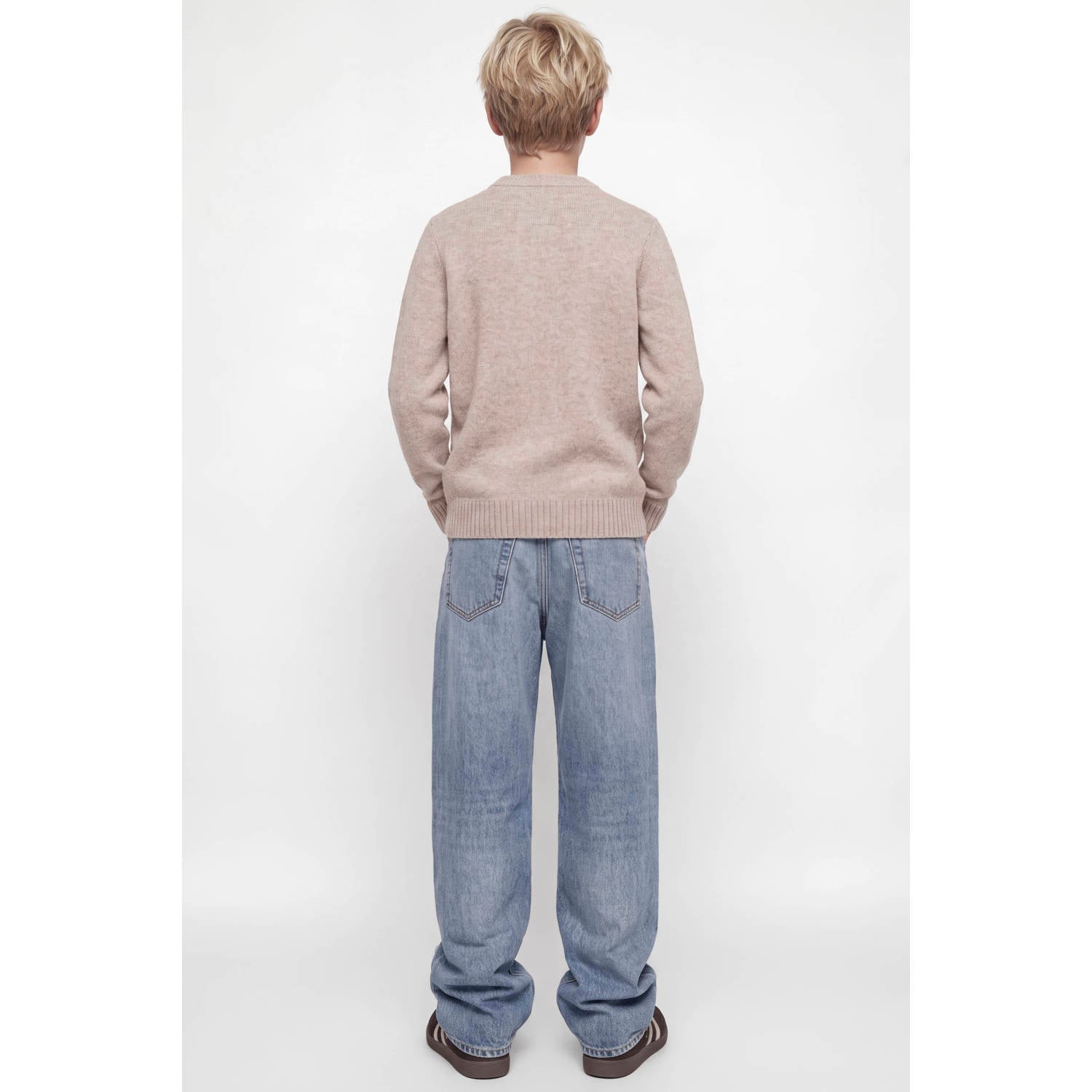 JACK & JONES JUNIOR gebreide trui met wol beige