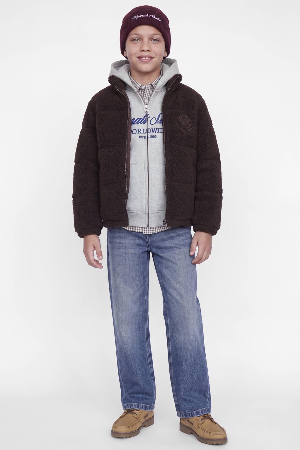 JACK & JONES JUNIOR sweatvest met logo - grijs