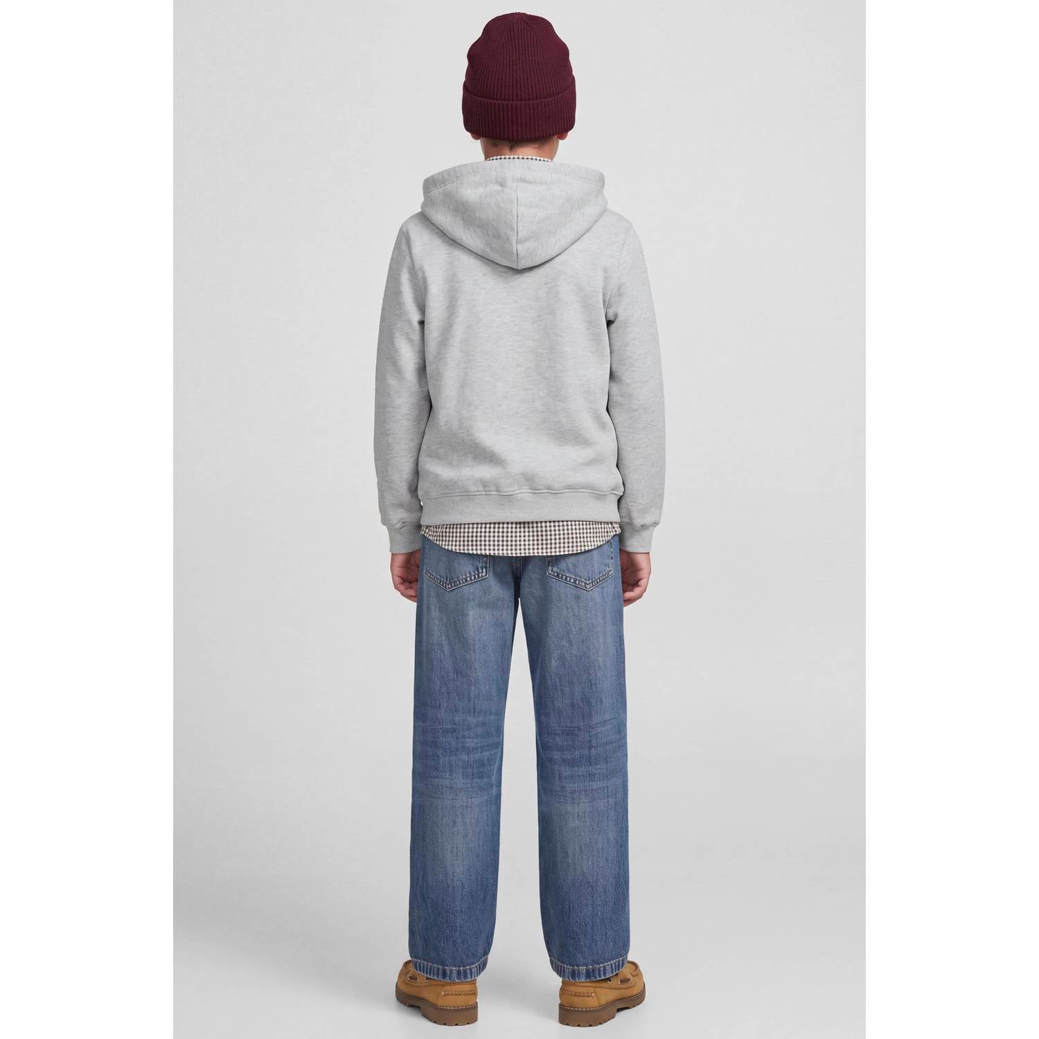JACK & JONES JUNIOR sweatvest met logo grijs