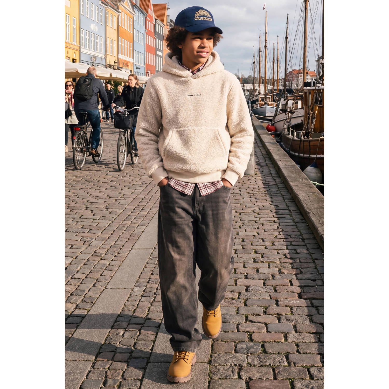 JACK & JONES JUNIOR sweater met tekst beige