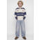 JACK & JONES JUNIOR gestreepte sweater met tekst - marineblauw/ecru