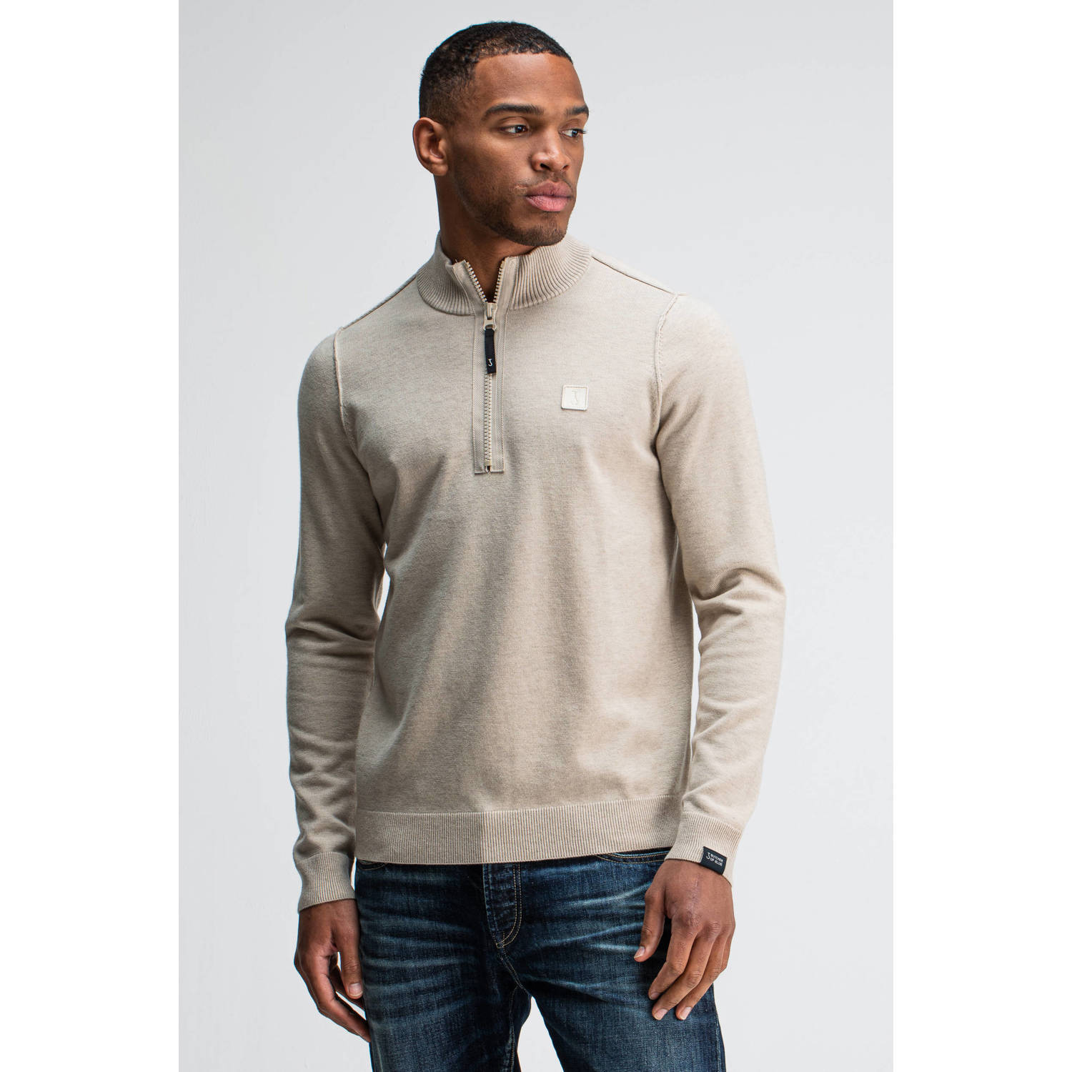 Butcher of Blue regular fit gebreide trui met wol lt. sand