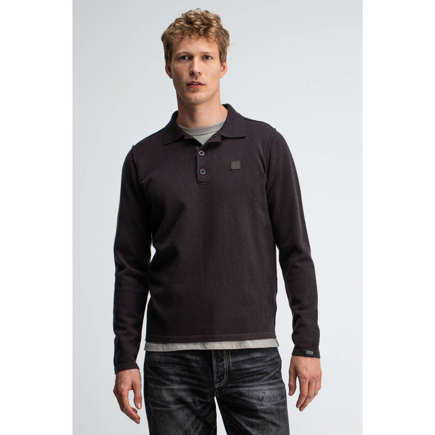 Butcher of Blue regular fit gebreide trui met wol bruin