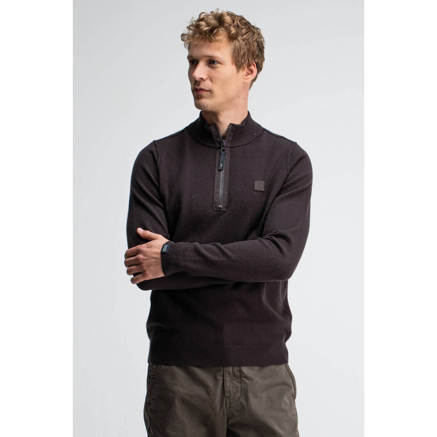 Butcher of Blue wollen regular fit gebreide trui bruin