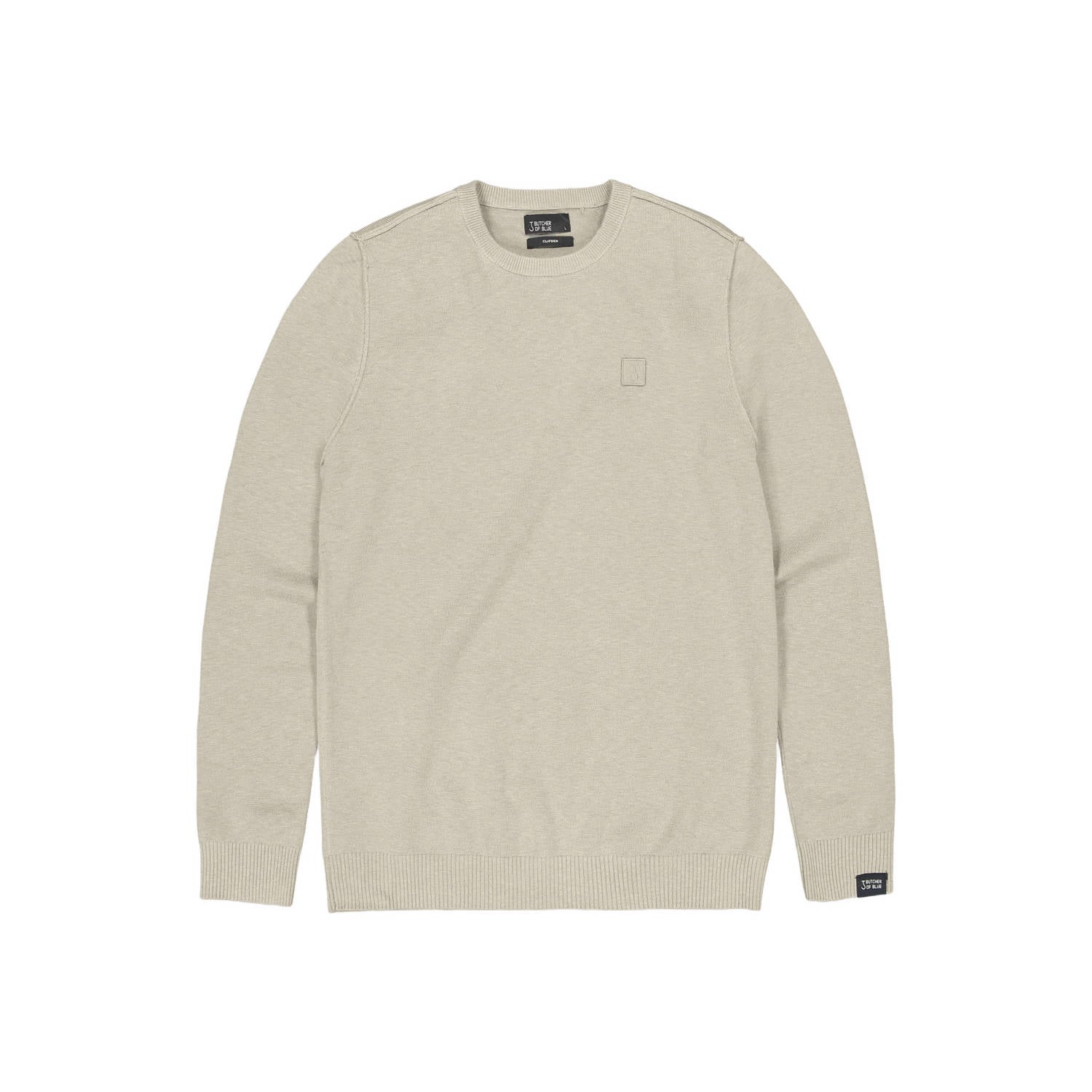 Butcher of Blue regular fit gebreide trui met wol licht zand
