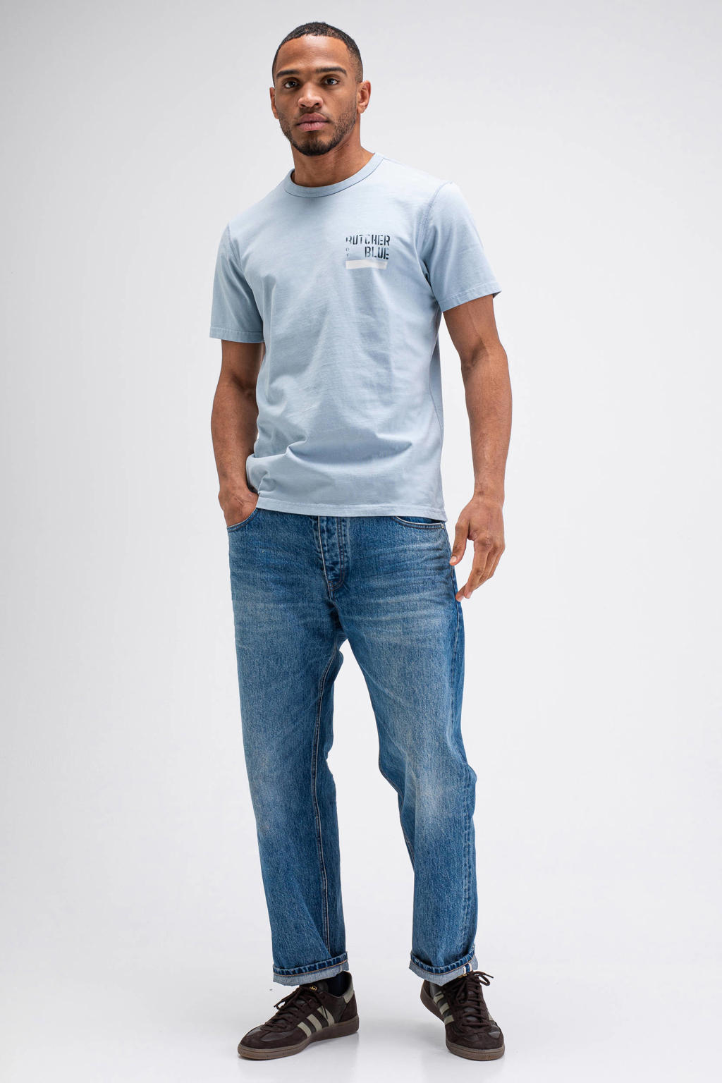 Butcher of Blue T-shirt met backprint - lichtblauw