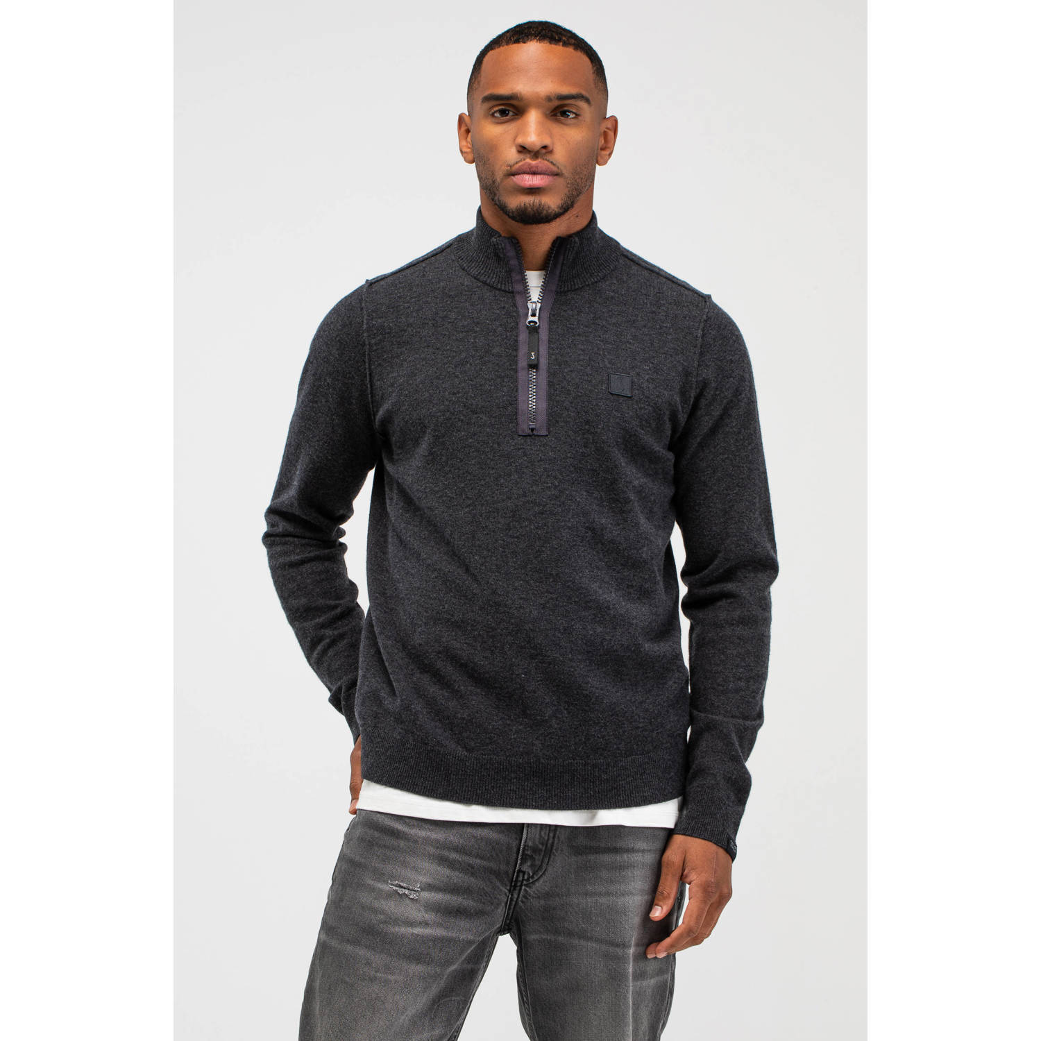 Butcher of Blue regular fit gebreide trui met wol zwart