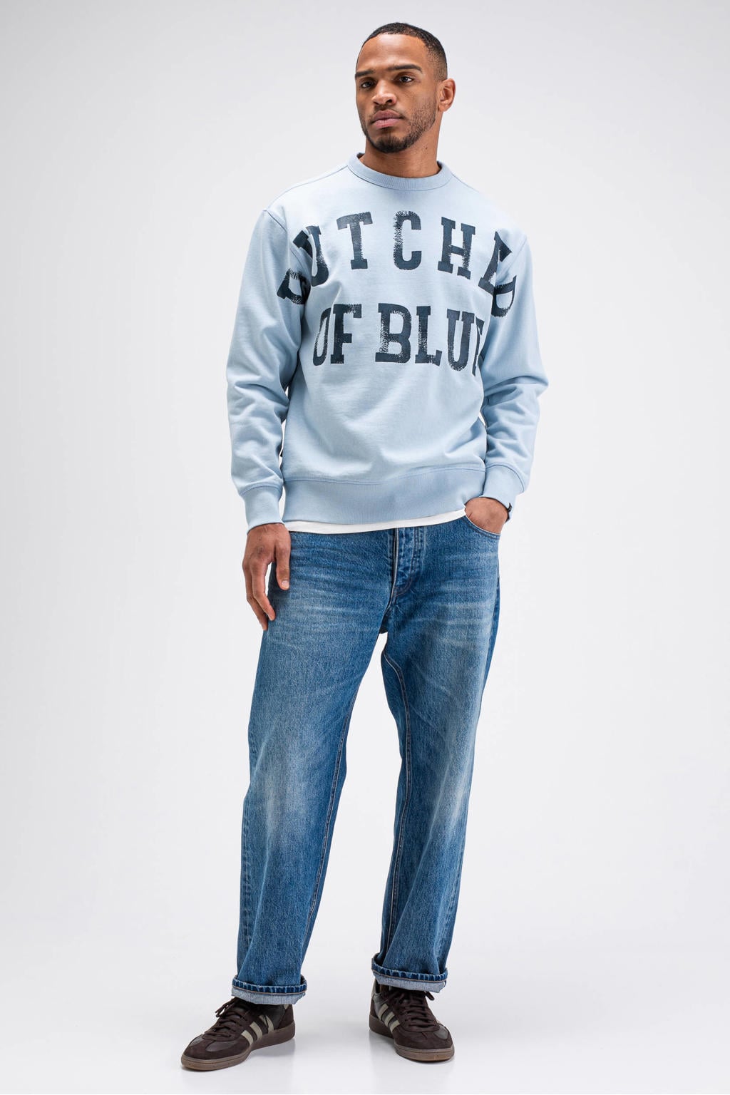 Butcher of Blue relaxed fit sweater met print - lichtblauw