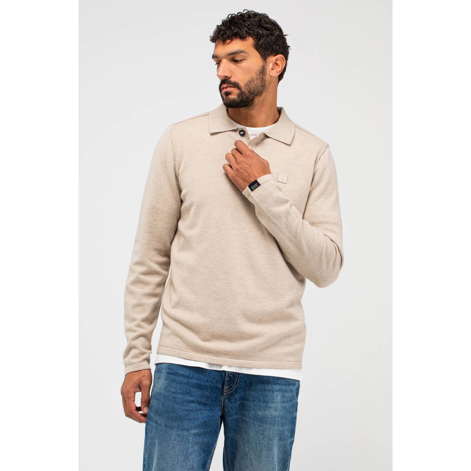 Butcher of Blue regular fit gebreide trui met wol lt. sand
