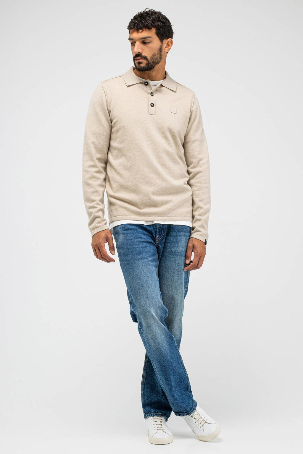 Butcher of Blue regular fit gebreide trui met wol - lt. sand