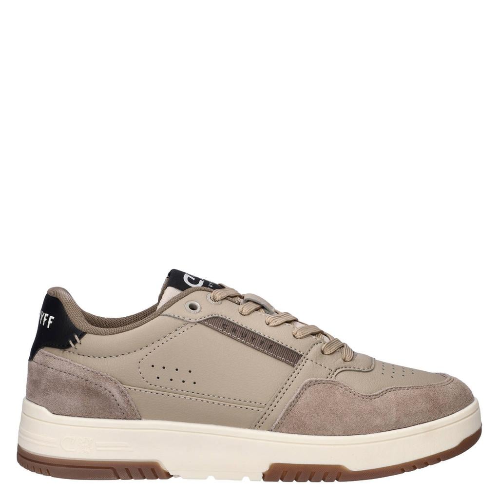 Taupe heren Cruyff Endorsed Sport leren sneakers met logo -