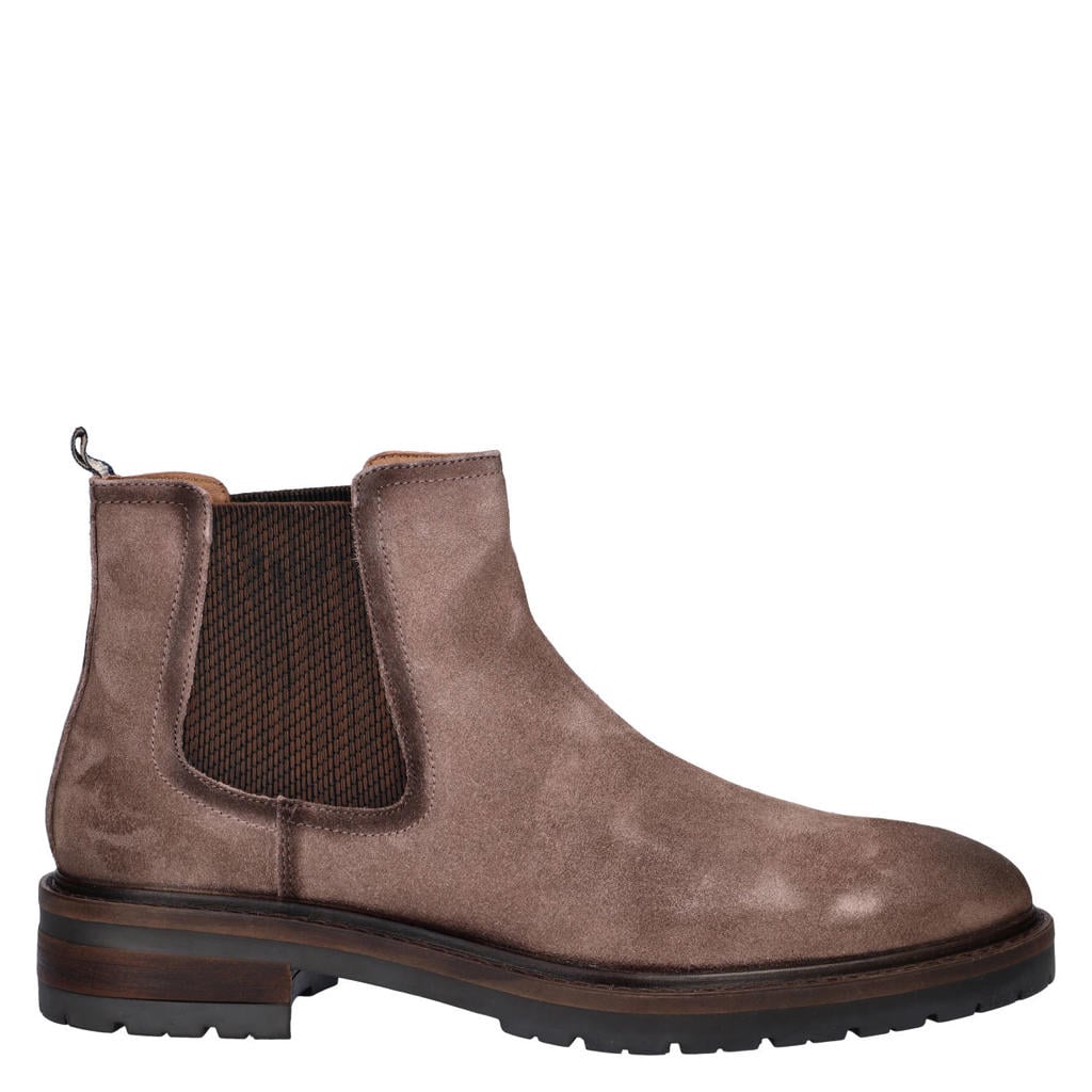 Taupe heren Nelson suède chelsea boots - met elastische inzet