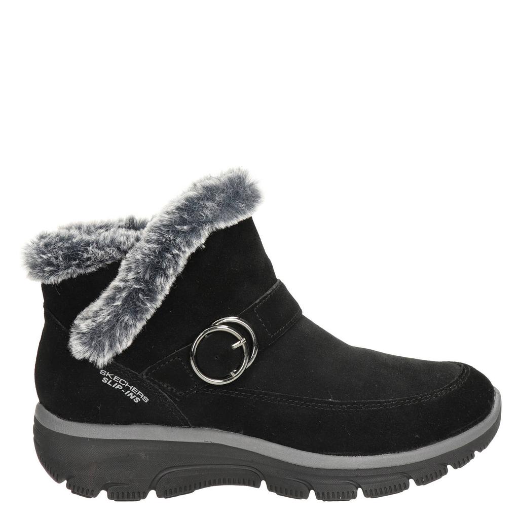 Skechers Easy Going Gentle Winter suède enkelboots met profielzool - zwart