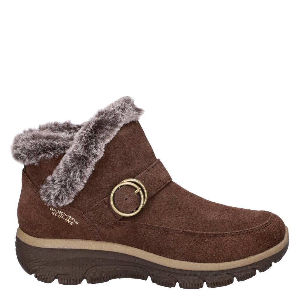 Skechers Easy Going Gentle Winter suède enkelboots met profielzool - bruin