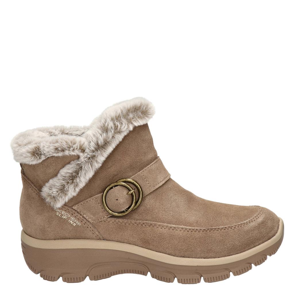 Skechers Easy Going Gentle Winter suède enkellaarzen met profielzool - taupe
