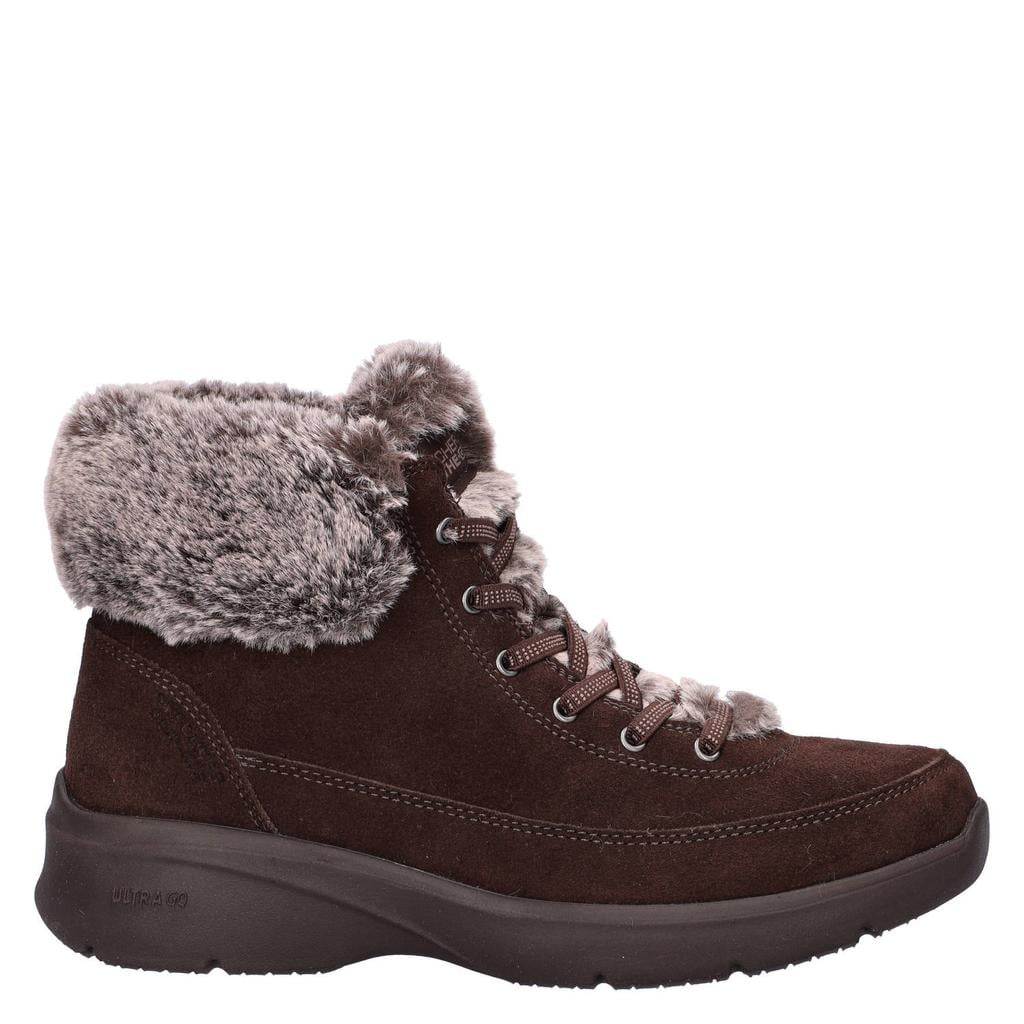 Bruine dames Skechers Glacial Ultimate suède veterboots met plateauzool -
