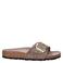 Birkenstock Madrid Big Buckle imitatieleren slippers met dierenprint - taupe