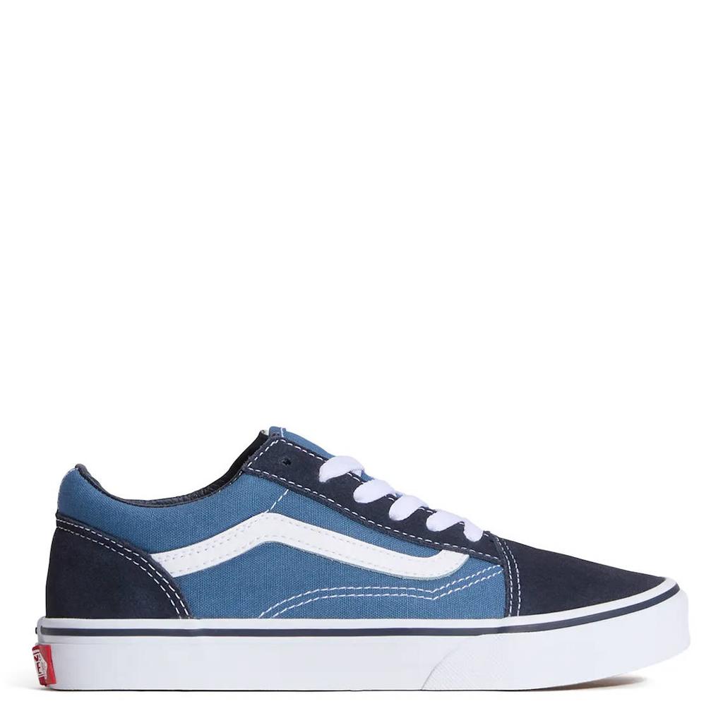 Donkerblauw en blauwe jongens en meisjes Vans Old Skool katoenen sneakers met print - van denim-suède/voering: textiel/voetbed: eva met klittenband