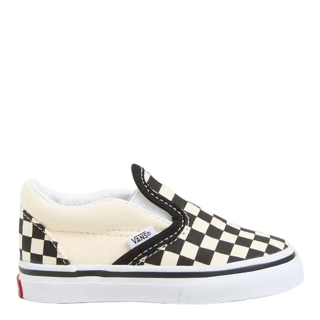 Zwart en witte jongens en meisjes Vans Slip-On Checkerboard katoenen sneakers - van canvas/textiel/rubber met elastische inzet