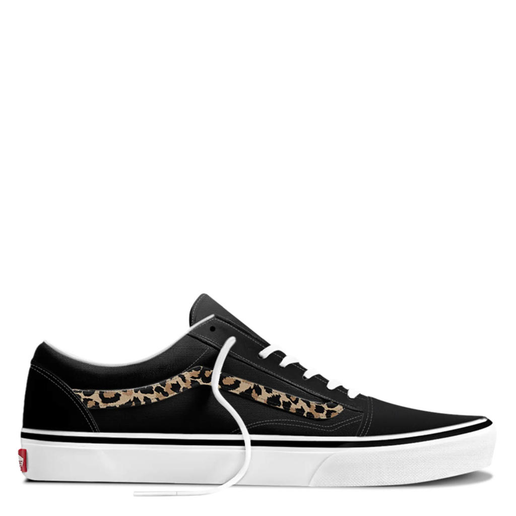 Vans Old Skool katoenen sneakers met panterprint - zwart