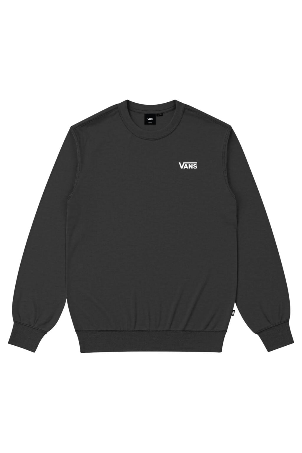 Zwarte heren Vans relaxed fit sweater met effen, lange mouwen, ronde hals en geribde boorden