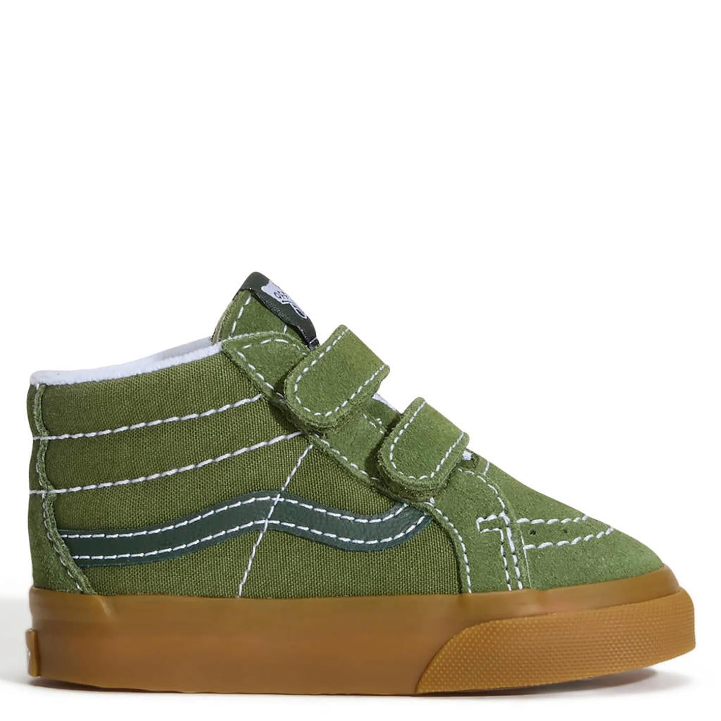 Groene jongens en meisjes Vans suède sneakers - met klittenband