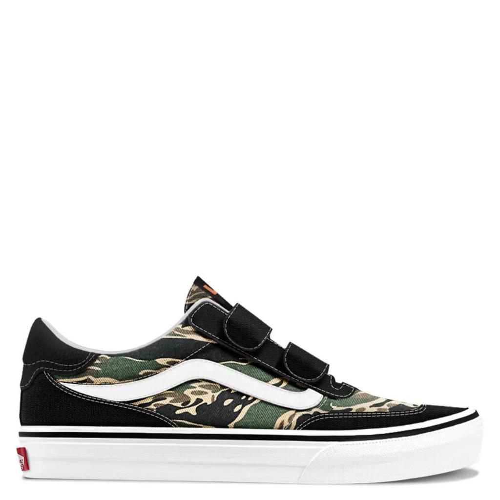 Zwart en groene jongens en meisjes Vans Brooklyn LS leren suède camouflage sneakers - met klittenband