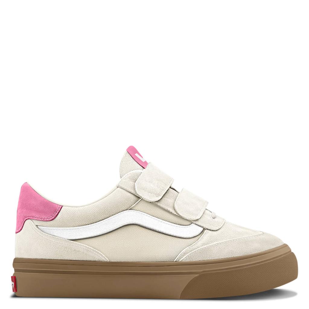 Ecru en roze jongens en meisjes Vans Brooklyn LS leren sneakers - van suède/voering: mesh/voetbed: eva met klittenband