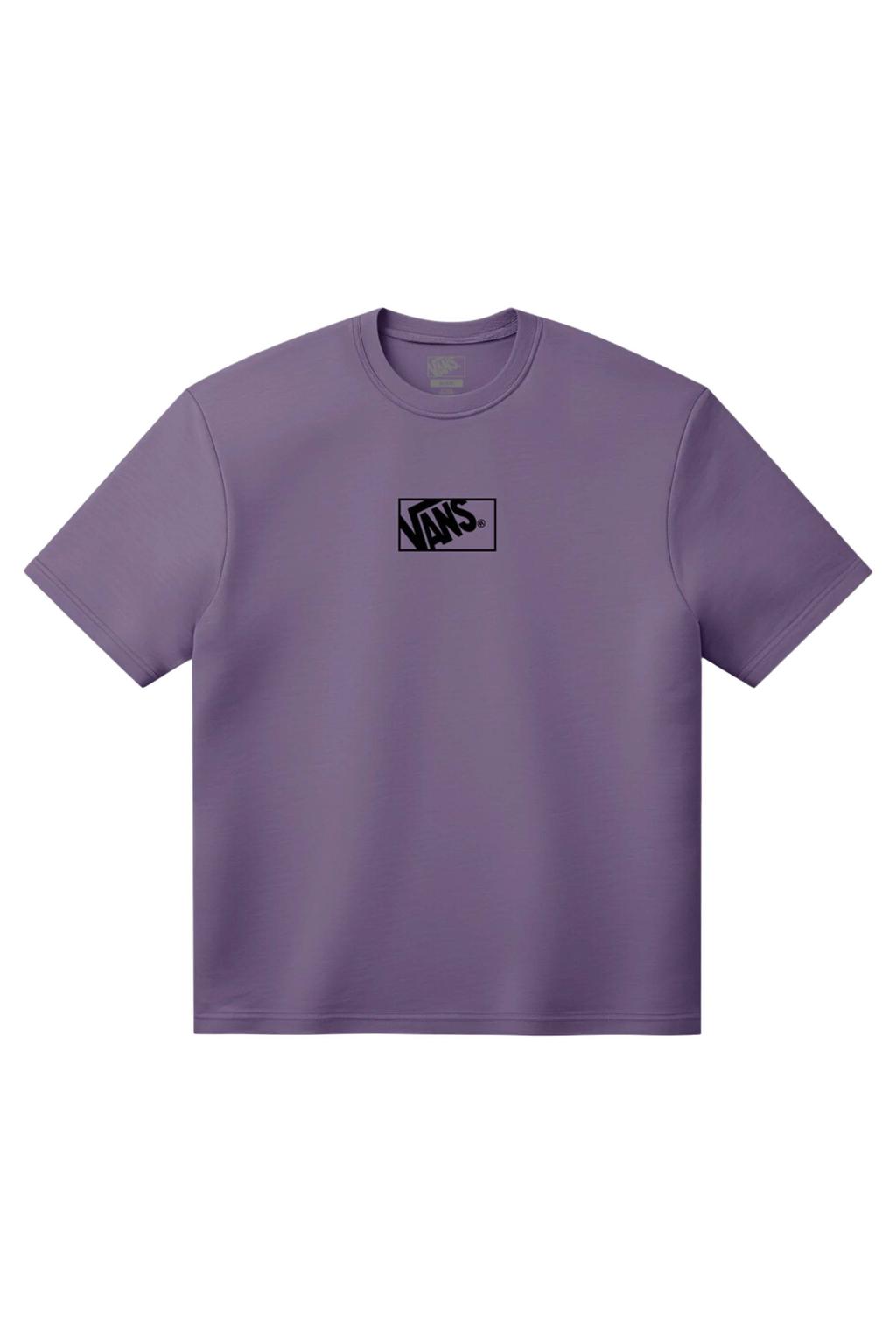 Paarse heren Vans Blocked Box Loose SS Tee regular fit T-shirt van katoen met effen, korte mouwen en ronde hals