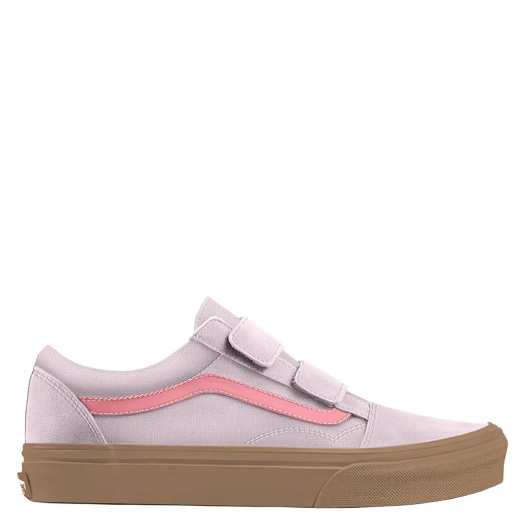Lichtroze en roze jongens en meisjes Vans Old Skool V katoenen sneakers - van canvas-suède/voering: textiel/voetbed: eva met klittenband