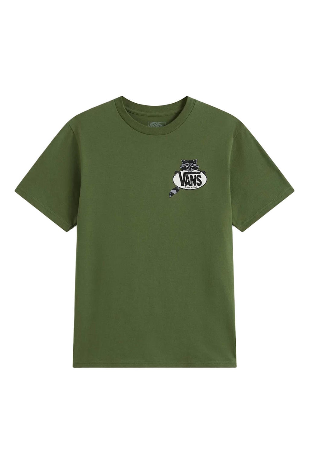 Groene jongens en meisjes Vans rechtvallend T-shirt van katoen met backprint, korte mouwen en ronde hals
