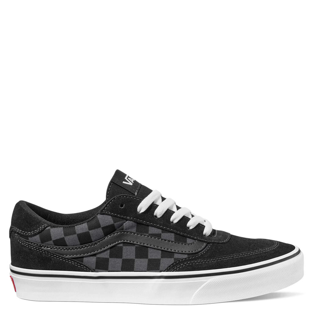 Zwart en antraciete heren Vans Brooklyn LS Checkerboard suède sneakers - met veters