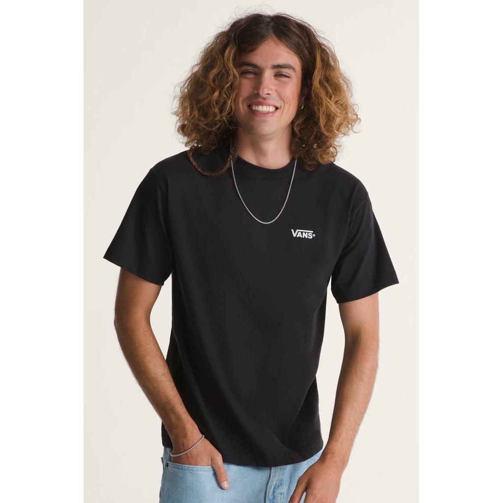 Zwarte heren Vans regular fit T-shirt van katoen met korte mouwen en ronde hals